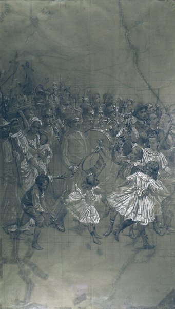 Music Band - Cartoon for the Transfer of the Grand Drape of the Municipal Theater of Rio de Janeiro by Eliseu Visconti